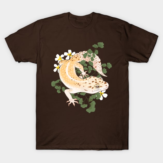 Leopard Gecko and Maidenhair Fern T-Shirt by starrypaige